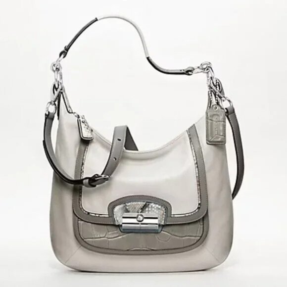 Coach Kristen Snakeskin White Leather 2Way Shoulder Bag Purse Satchel - Picture 1 of 15